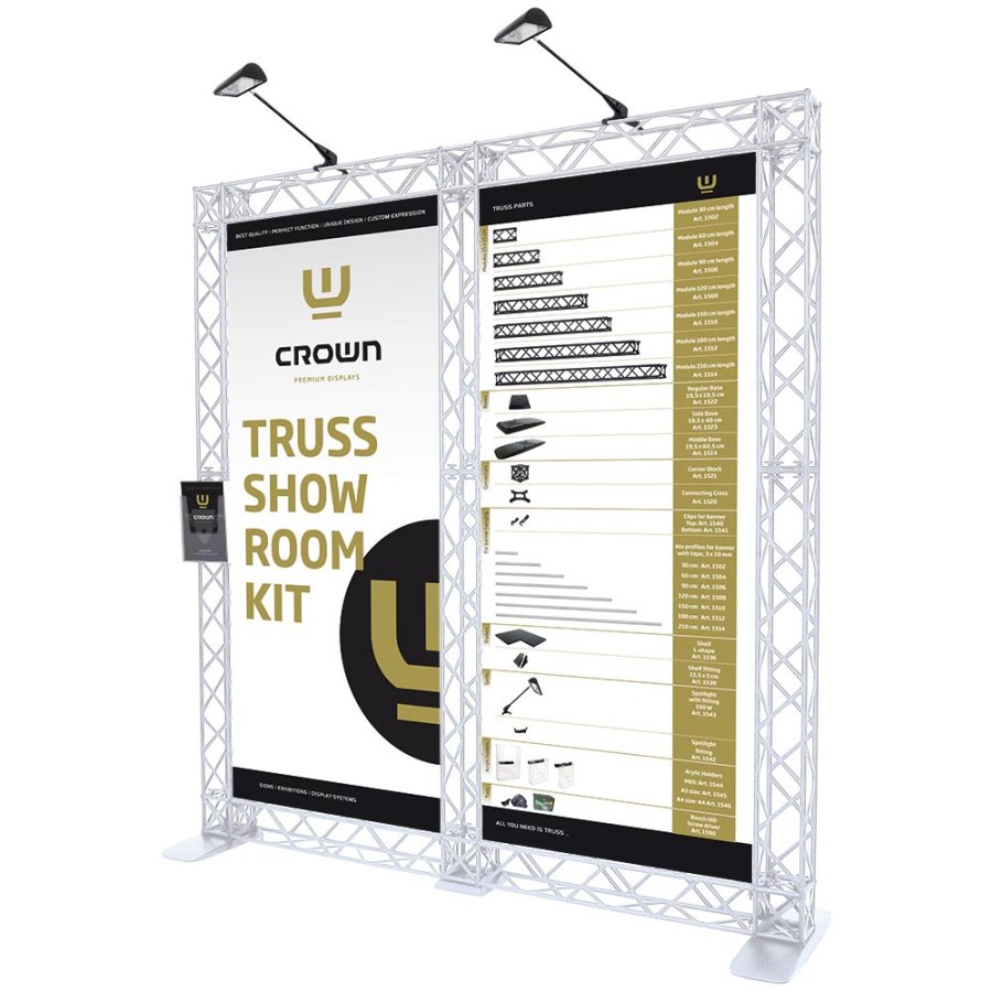 CROWN TRUSS 10x10, LED, 15 watt Spotlight, inkl. h&aring;llare - Vit. Upps&auml;ttning. = 2 st.