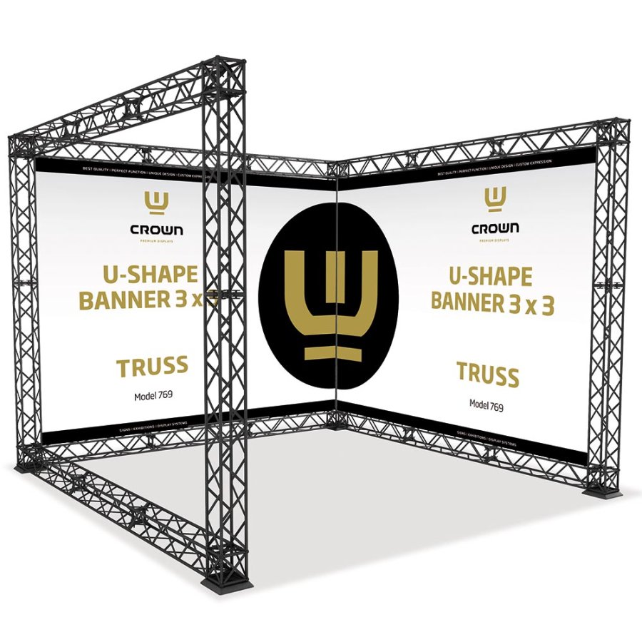 Crown Truss 10 U-form 3 x 3 m - svart
