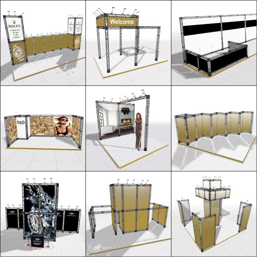 Crown Truss 15 U-form 5 x 5 m - svart