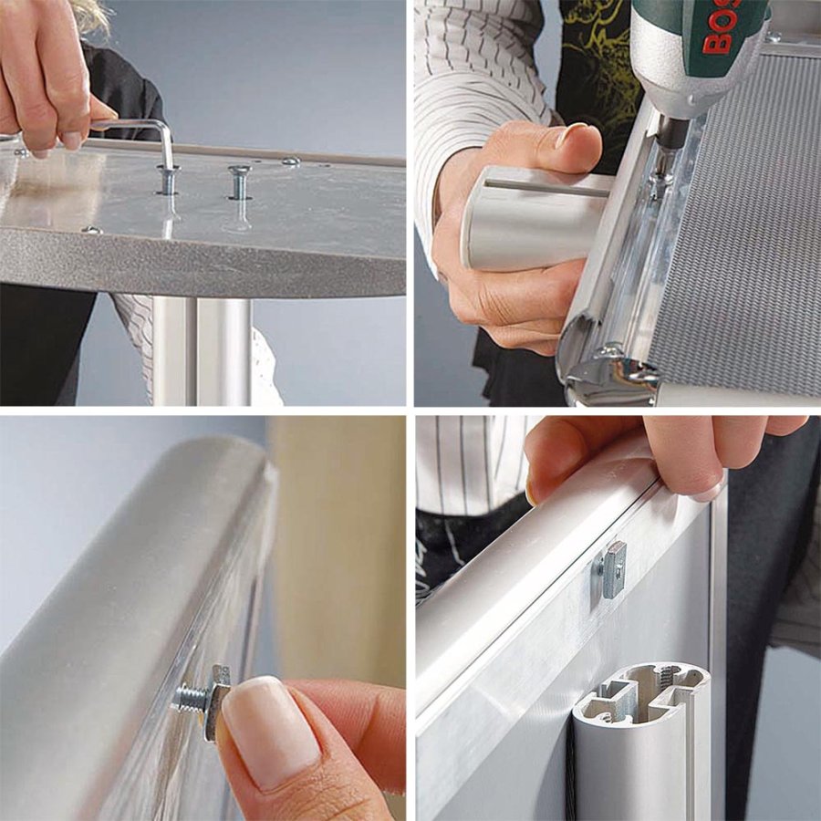 Handdesinfektionsst&auml;ll med hylla och A4 sn&auml;ppram