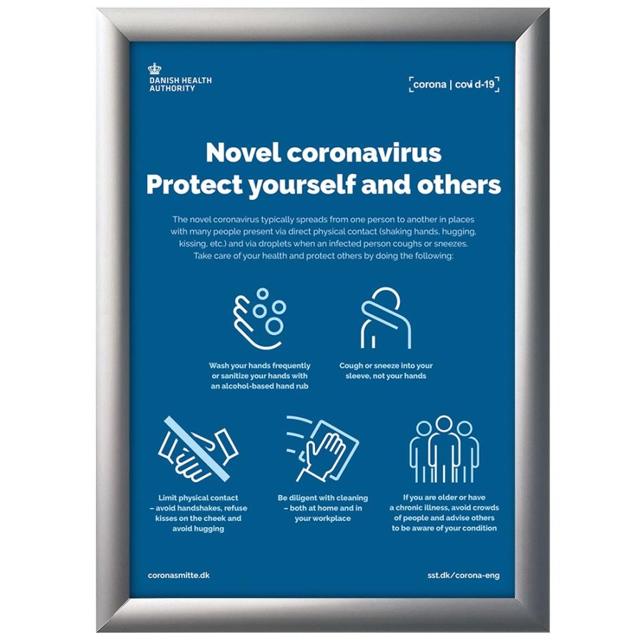 Handdesinfektionsautomat med A4 vikbar ram f&ouml;r v&auml;ggmontering - 1000 ml