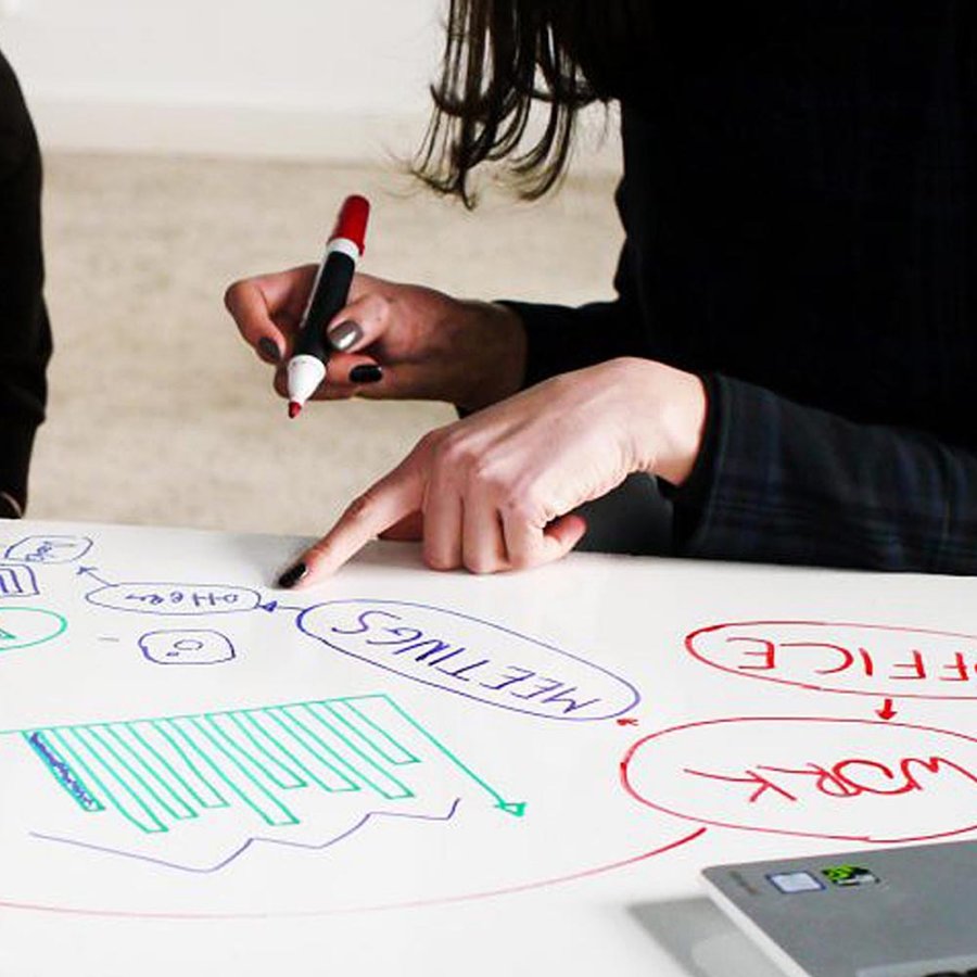 Whiteboard Startkit med h&aring;llare, r&ouml;d/svart whiteboardpenna, reng&ouml;ringssvamp och spray