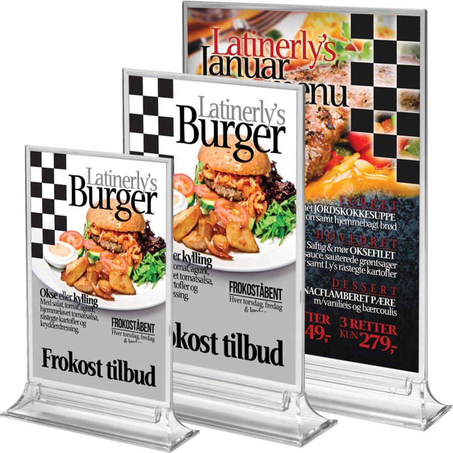 Uppr&auml;tt Menykorth&aring;llare vertikal - A6 - 10,5x14,8 cm