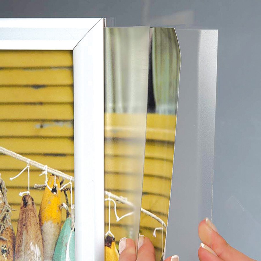 Inskjutbar ram dubbelsidig vertikal - 25 mm - 50x70 cm - silver