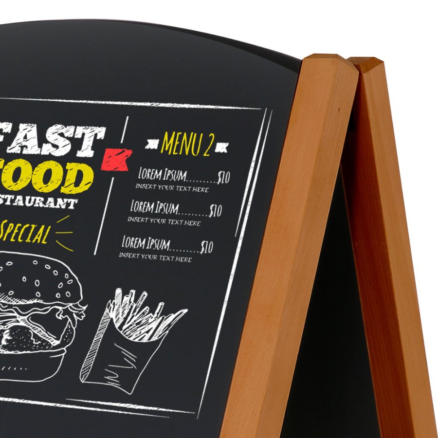 Griffelst&auml;ll i m&ouml;rkt tr&auml;, utomhus, svart griffeltavla 59x78cm