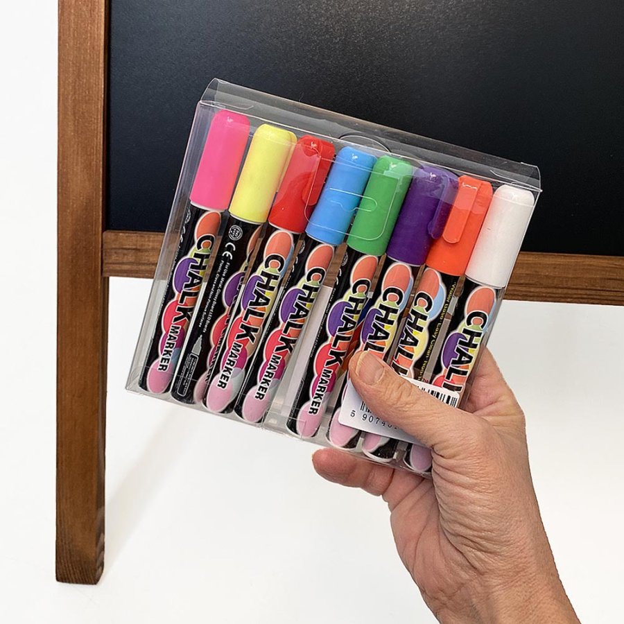 Gatupratare griffelst&auml;ll/griffelpratare med griffeltavlor i tr&auml;, 51x90 cm - inkl. 8 st. Griffelpennor