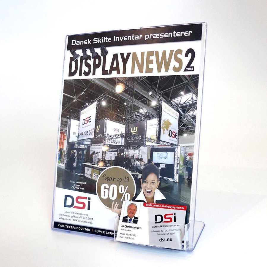 L - Menykorth&aring;llare A4 med vertikal visitkortsh&aring;llare