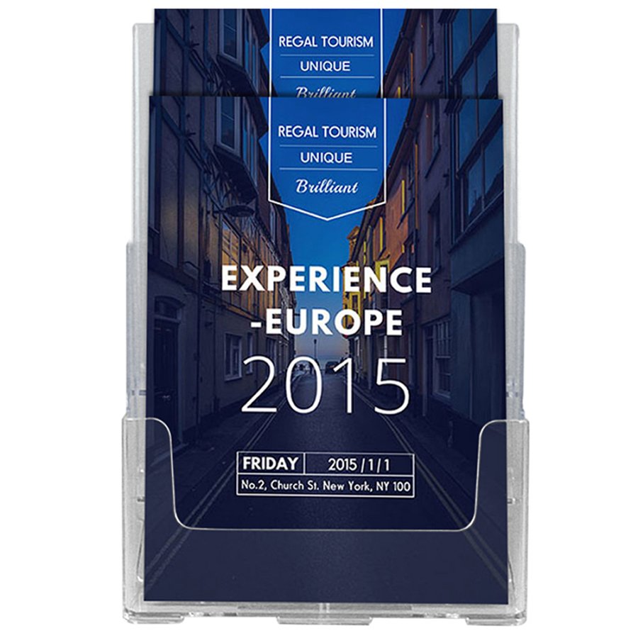 Bords- och v&auml;ggdispenser, broschyrh&aring;llare i akryl, 2 x A4