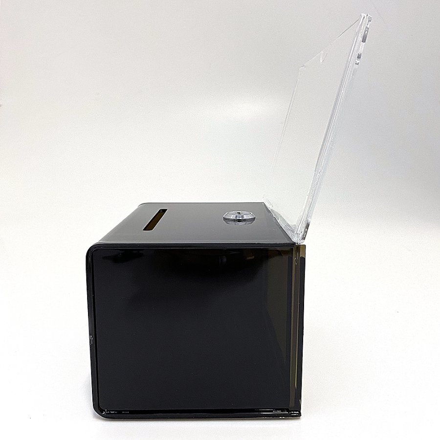 Tipsbox, svart, med A6 akrylh&aring;llare f&ouml;r info