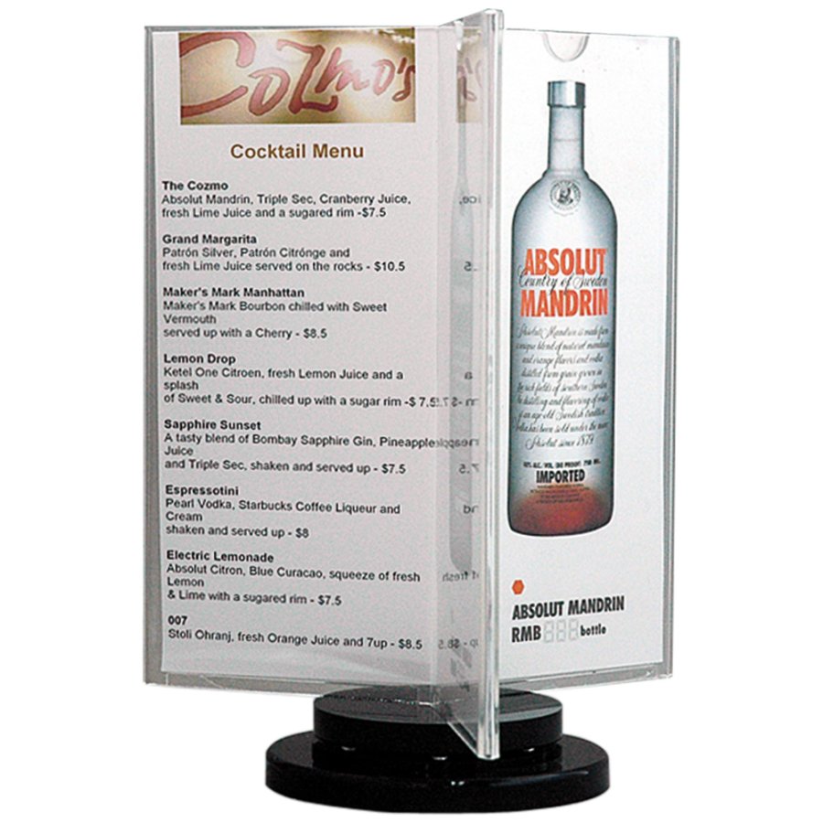 Spin Menuh&aring;llare vertikal - 6xM65 Flyer - 9,9x21 cm - svart