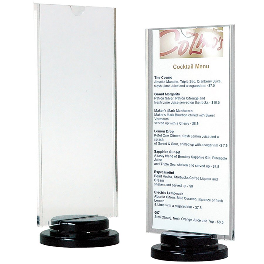 Spin Menust&auml;ll vertikal svart - 2xM65 Flyer - 9,9x21 cm - svart