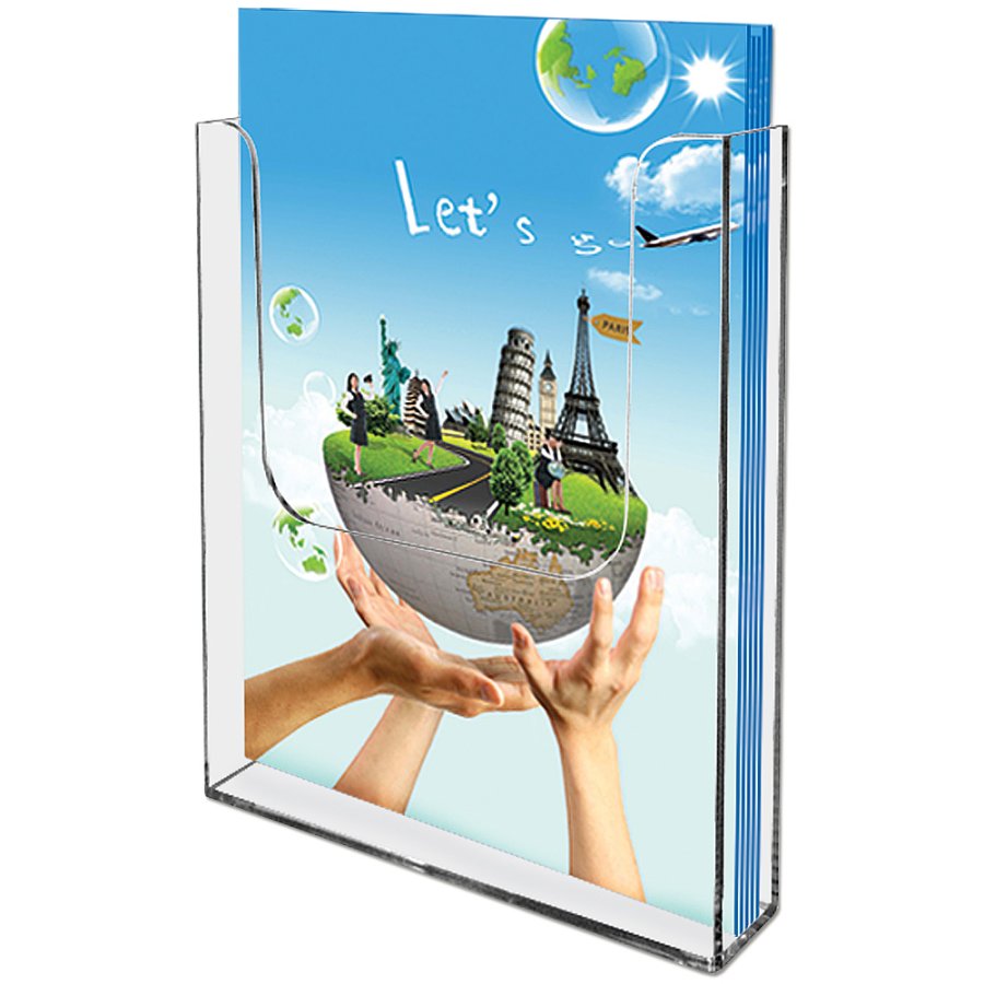 Akryl Broschyrh&aring;llare f&ouml;r v&auml;gg - vertikal - A4 - 21x29,7 cm