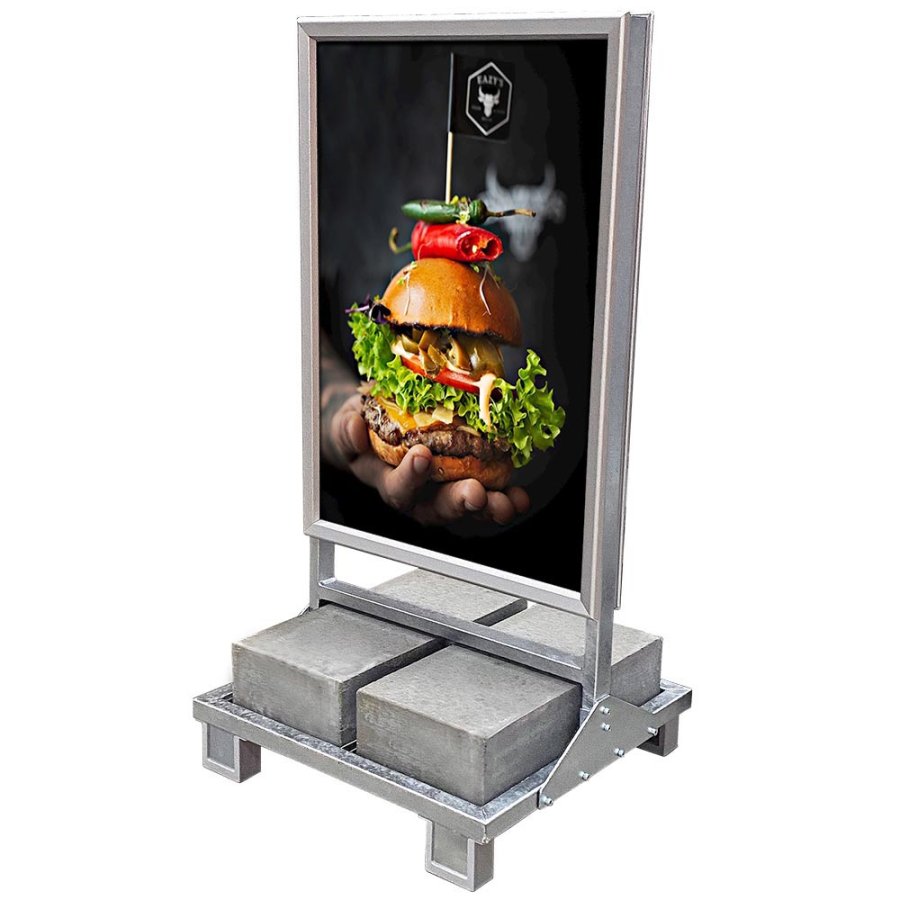 Heavy Outdoor Sign Betonstander, alu/gr&aring;, 70 x 100 cm