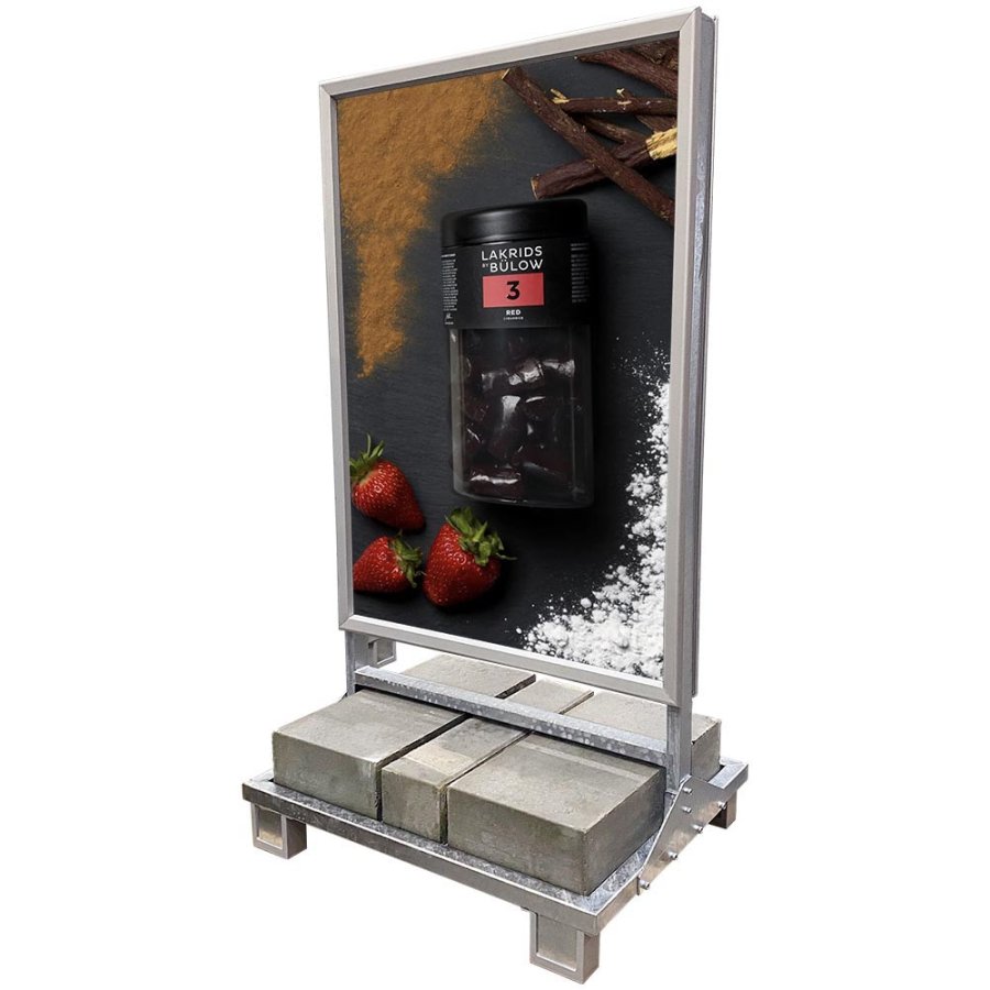 Heavy Outdoor Sign Betongstativ, alu/gr&aring;, A0