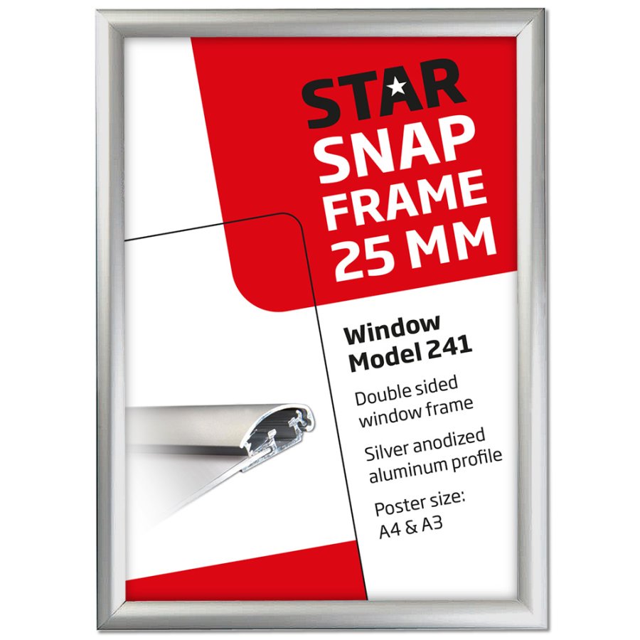 F&ouml;nster Alu sn&auml;ppram dubbelsidig - 25 mm - A3 - silver
