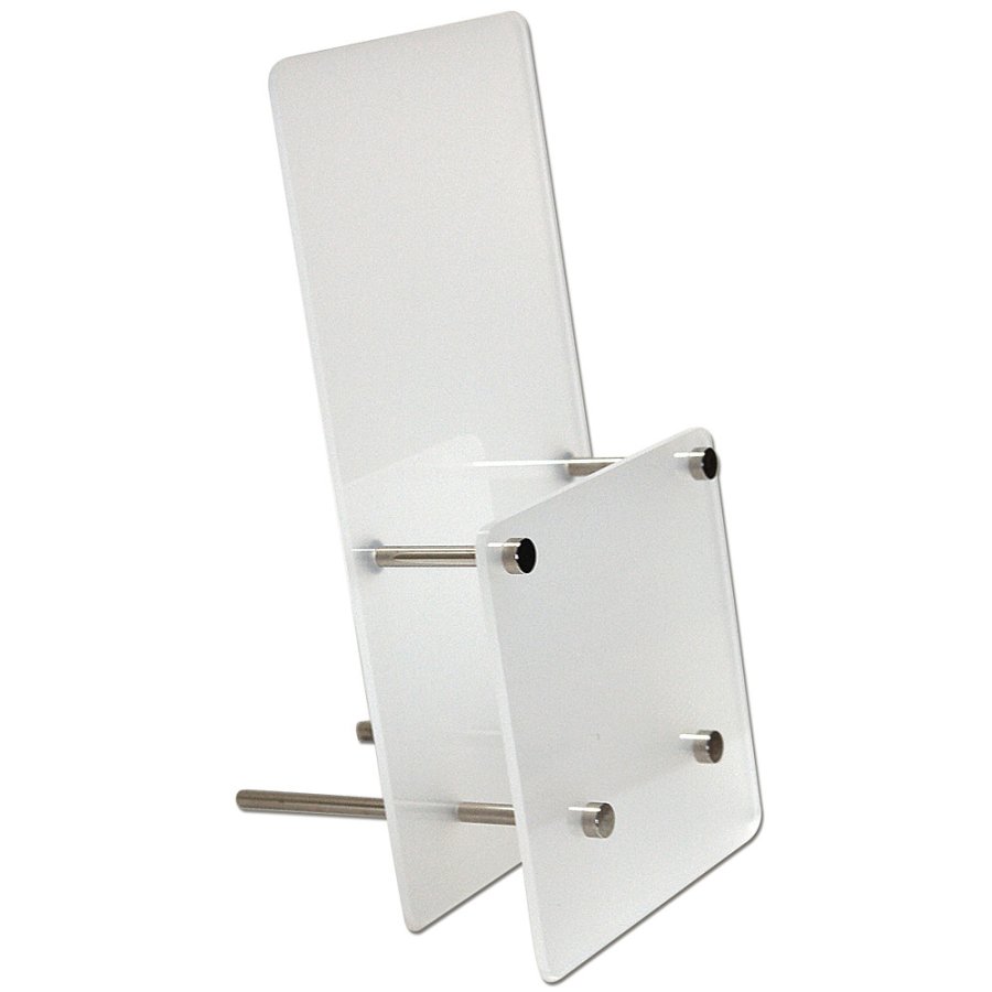 Broschyrh&aring;llare f&ouml;r bord, vertikal, frostat, A4 - 21 x 29,7 cm