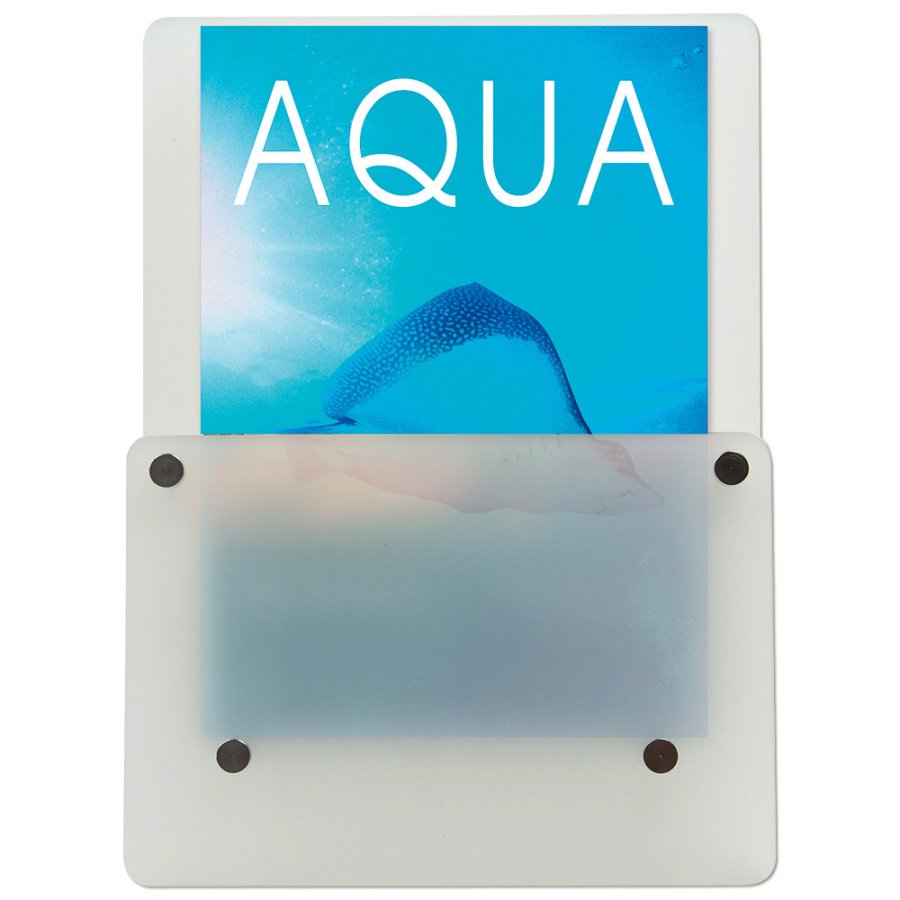 Broschyrh&aring;llare f&ouml;r bord, vertikal, frostat, A4 - 21 x 29,7 cm