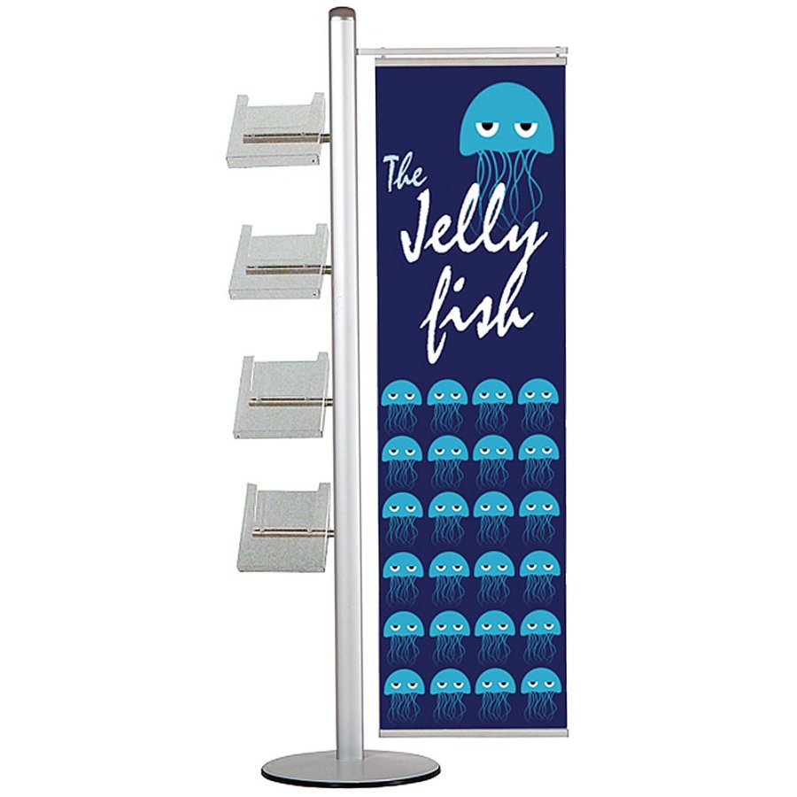 Bannerst&auml;ll, MultiStand, ensidig, 4 A4-hyllor, baner, 40 cm