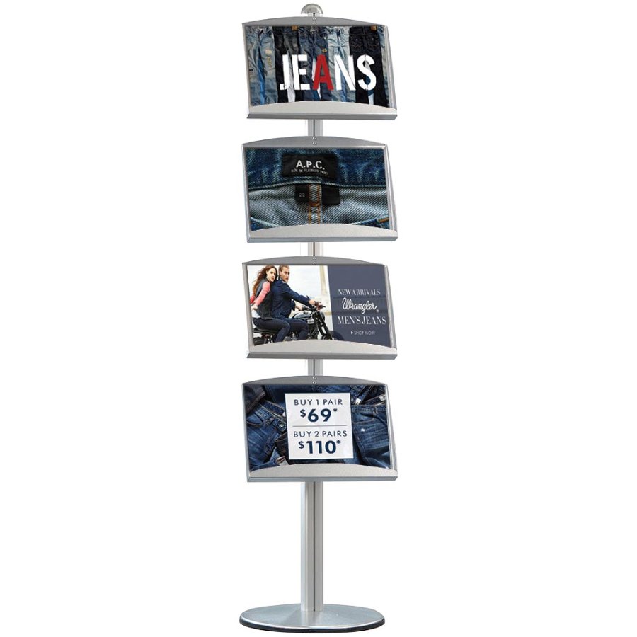 Flerstativ enkelsidig - 4xA3 - 29,7x42 cm st&aring;lhyllor