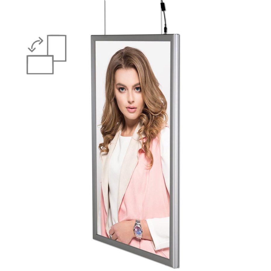 LED-ram, Dubbelsidig, vertikal, B1 - 70 x 100 cm
