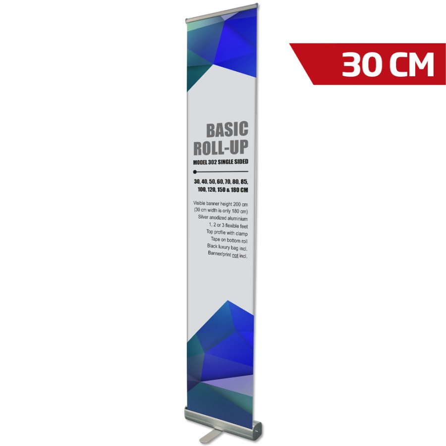 Basic Roll-up enkelsidig - 30x180 cm - silver