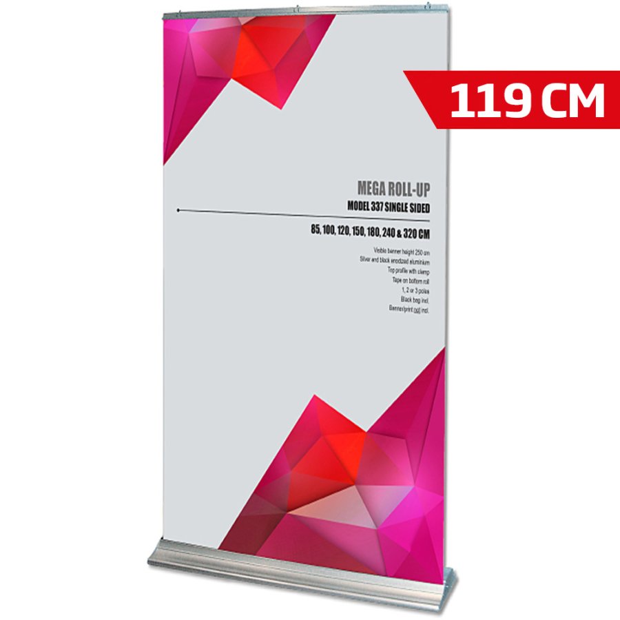 Mega Roll-up enkelsidig - 120x250 cm - silver