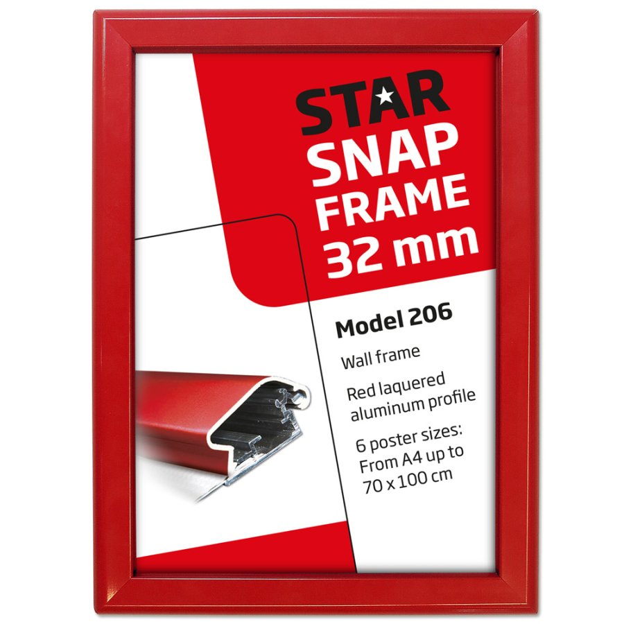 sn&auml;ppramar i aluminium - 32 mm - 50x70 cm - r&ouml;d