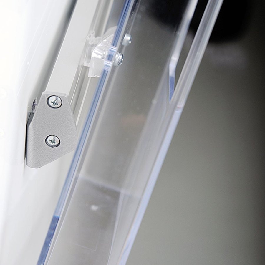 Broschyrh&aring;llare f&ouml;r v&auml;gg, aluminiumlist med 3 st. M65 akrylh&aring;llare