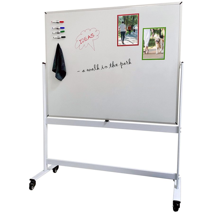 Whiteboard Pro: Emaljerad Sv&auml;ngbar Tavla 150x120 cm p&aring; Mobil St&auml;llning