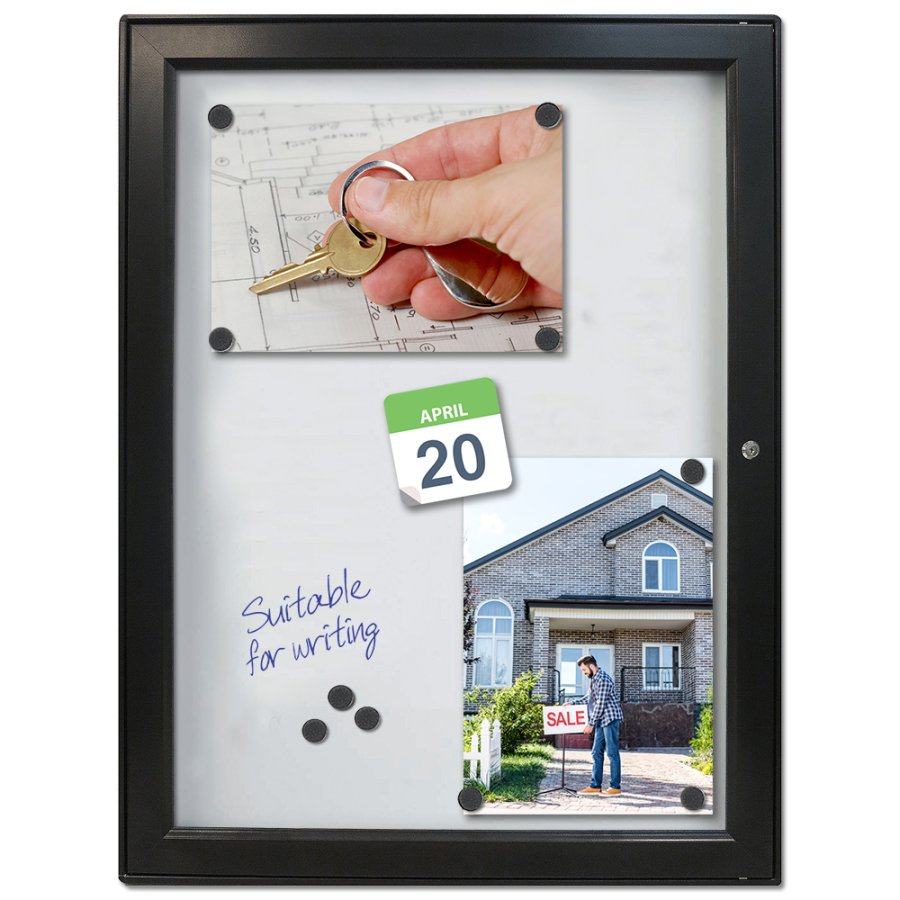 Sort Infobox Magnetisk med l&aring;s - 4xA4 - sort