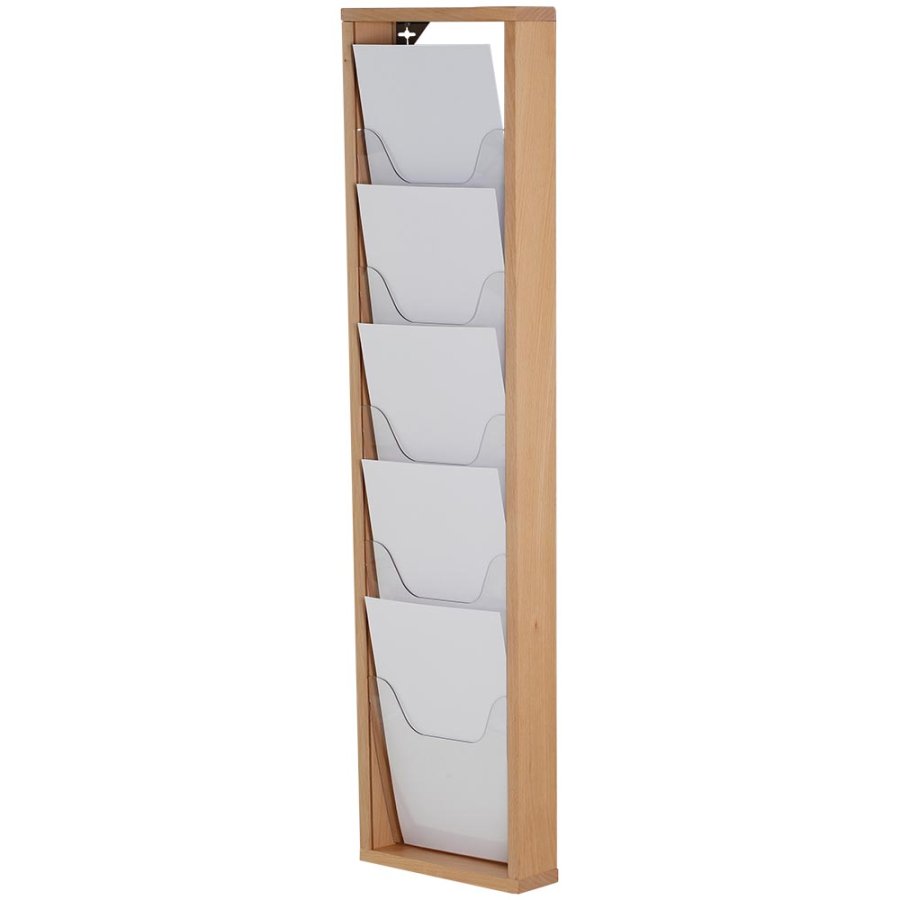 Broschyrh&aring;llarv&auml;gg i tr&auml;. Naturligt tr&auml;. 5xA4