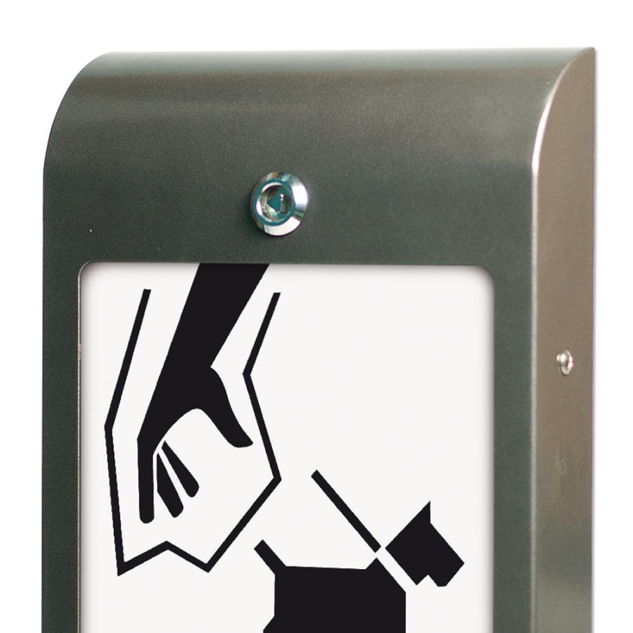 Hundv&auml;ska dispenser, gr&aring;, med A4 informationsblad