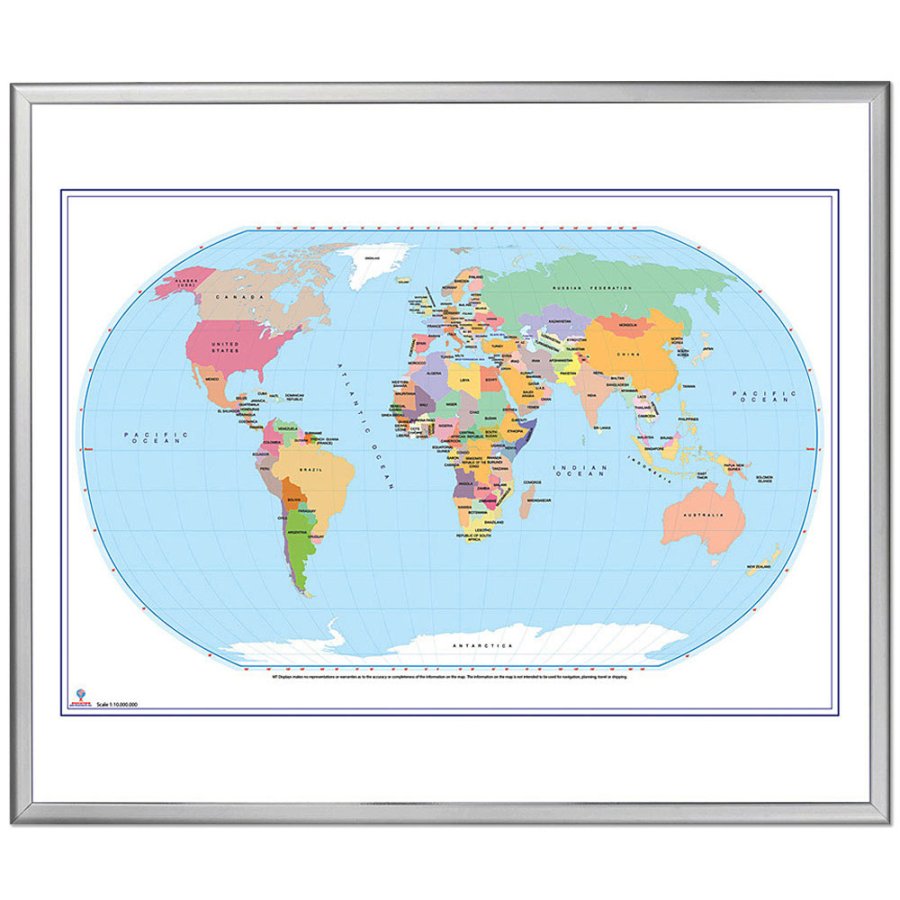 Whiteboard med v&auml;rldskarta - 123x103 cm