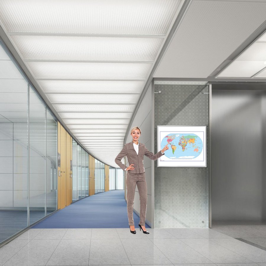 Whiteboard med v&auml;rldskarta - 123x103 cm