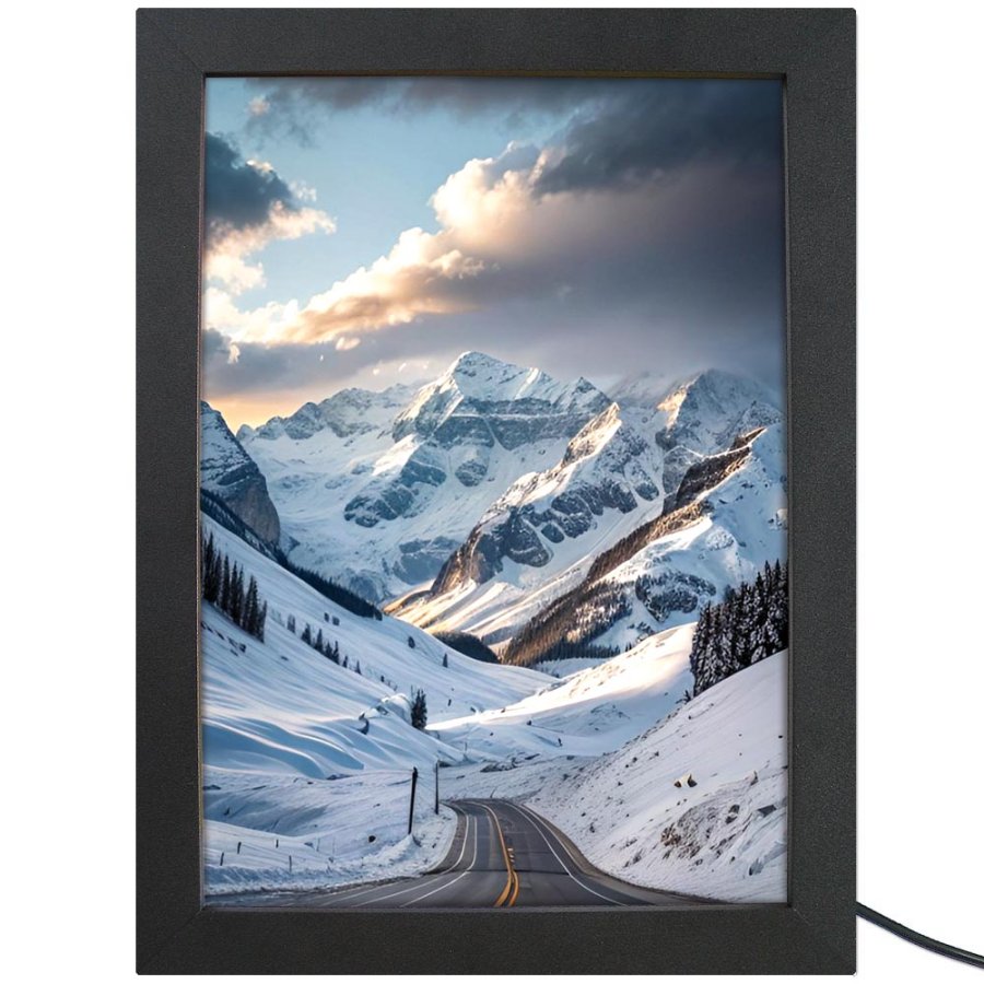 Crown LED Out box - Enkelsidig - Svart - 70x100cm