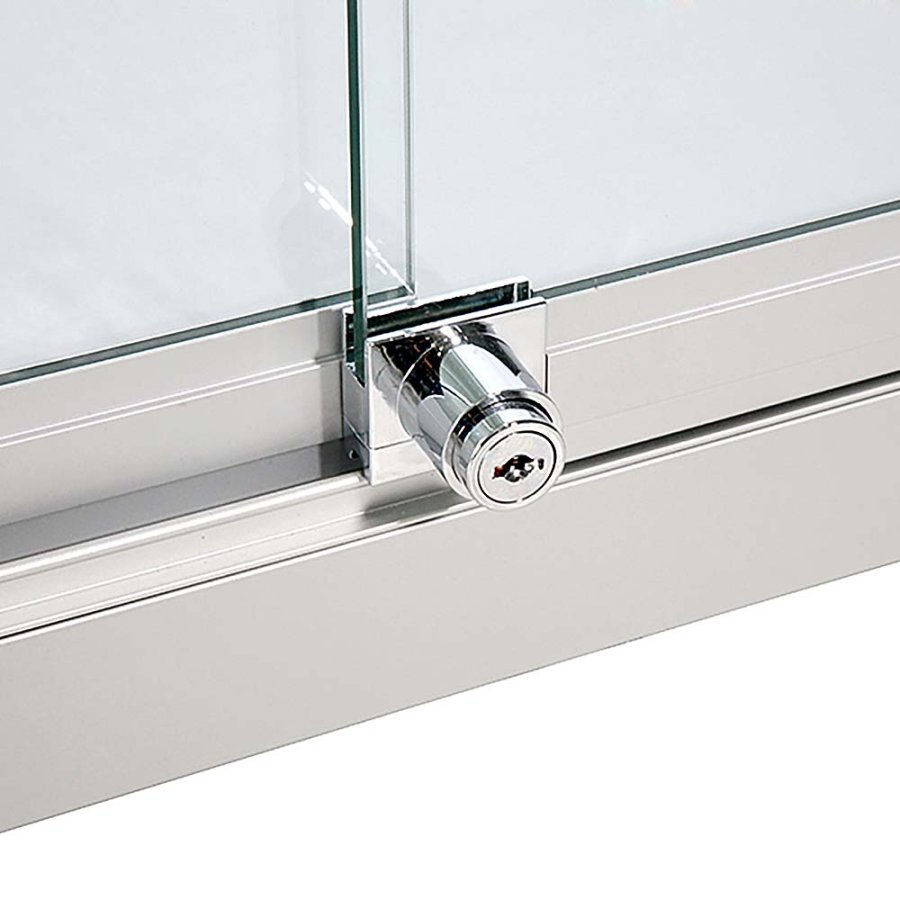 Vitrine vitrinsk&aring;p - Showcase Counter Duo glasmonter med LED-ljus och l&aring;s - silver