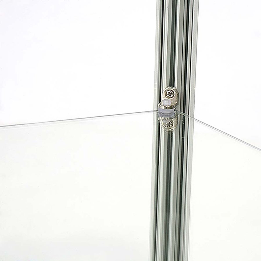 Vitrine vitrinsk&aring;p - Showcase Counter Duo glasmonter med LED-ljus och l&aring;s - silver