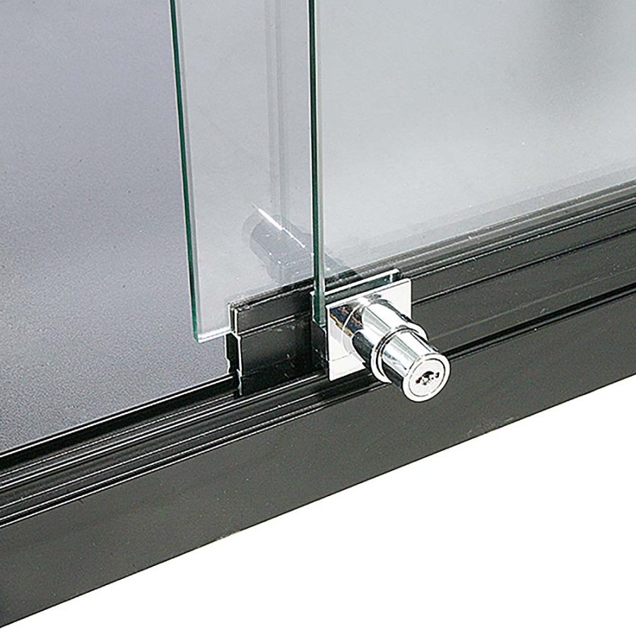 Vitrine vitrinsk&aring;p - Showcase Counter Duo glasmonter med LED-ljus och l&aring;s - svart