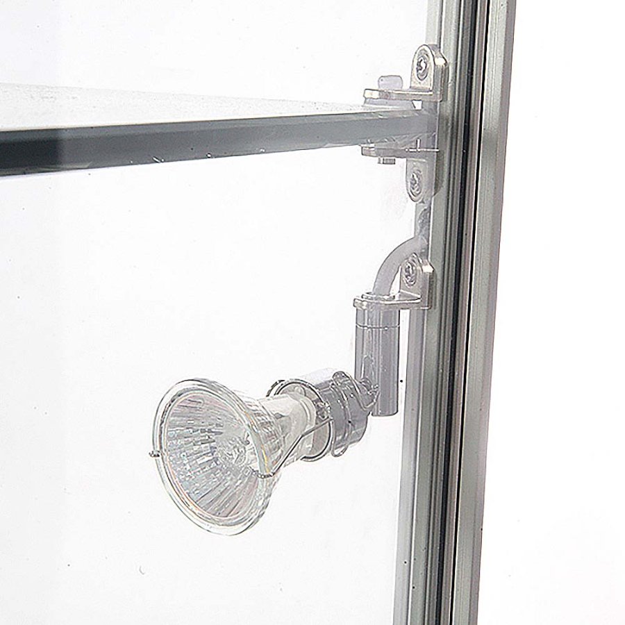 Vitrin vitrinsk&aring;p - Showcase Tower Solo glasmonter med LED-ljus och l&aring;s - silver