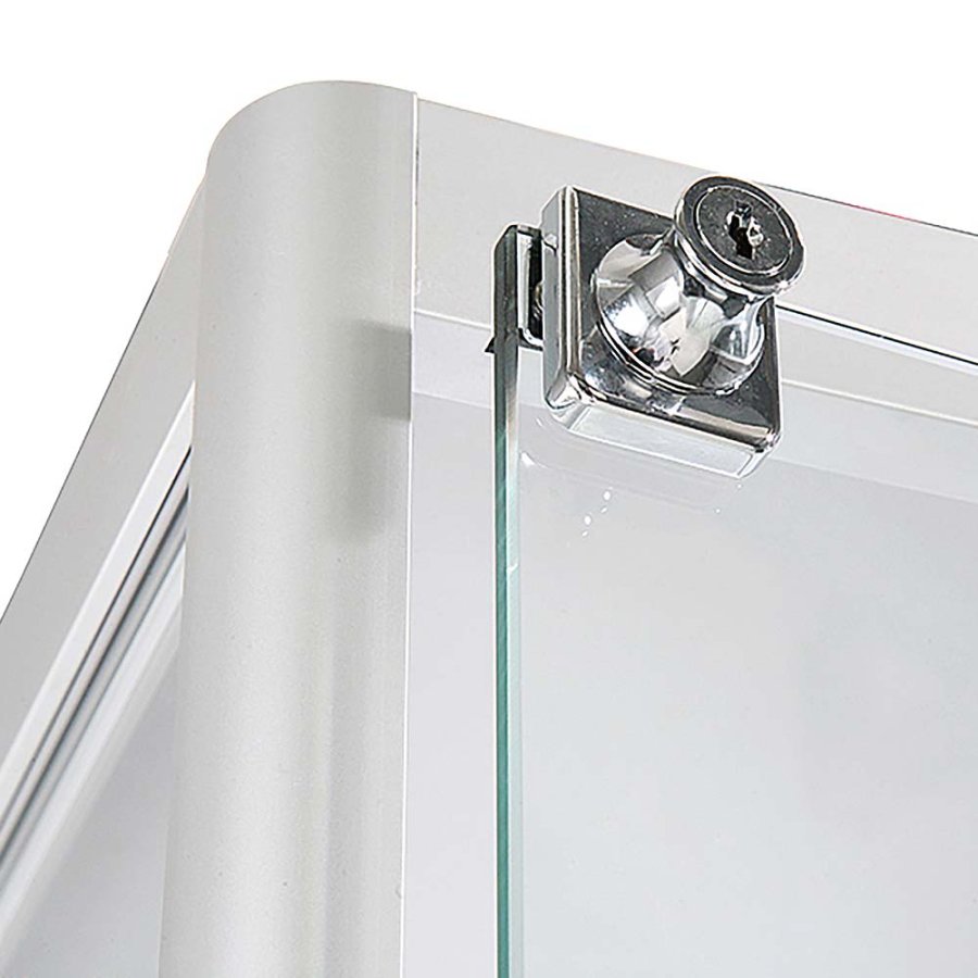 Vitrin vitrinsk&aring;p - Showcase Tower Solo glasmonter med LED-ljus och l&aring;s - silver