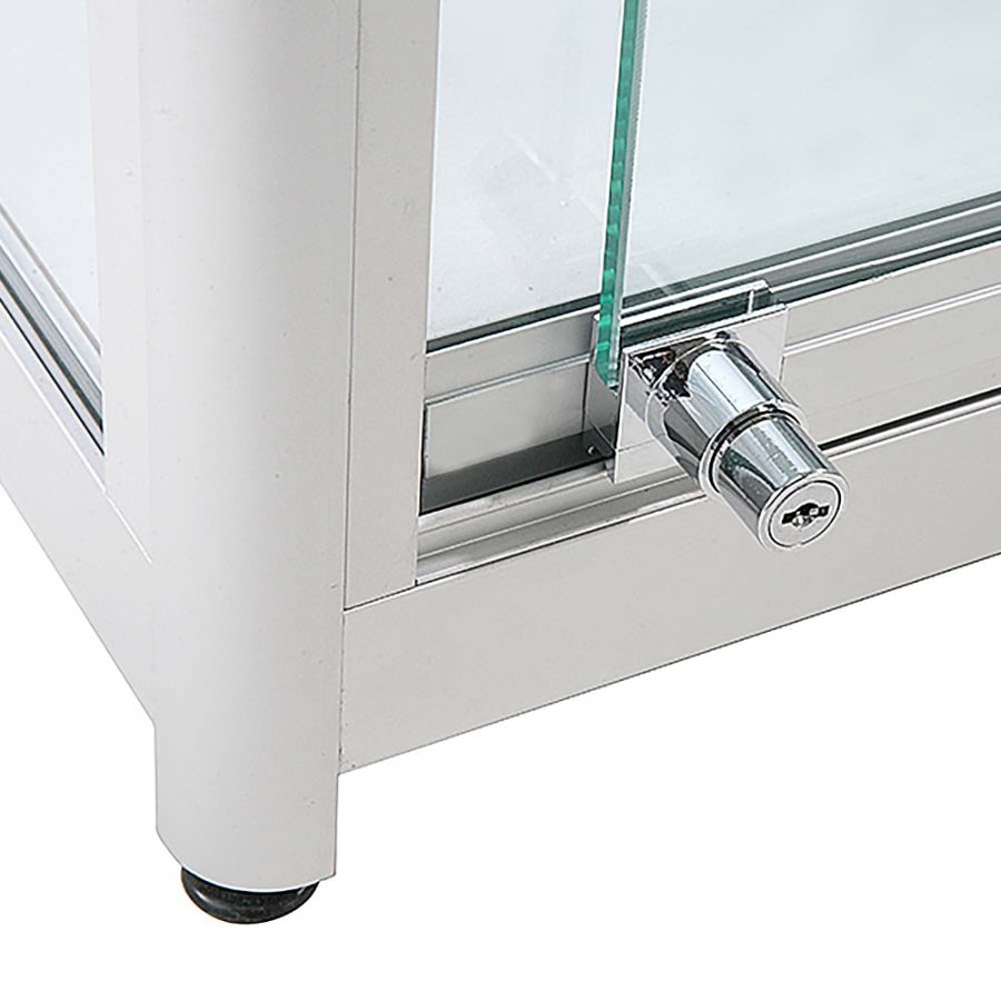 Showcase Tower Duo glasmonter med LED-ljus och l&aring;s - silver