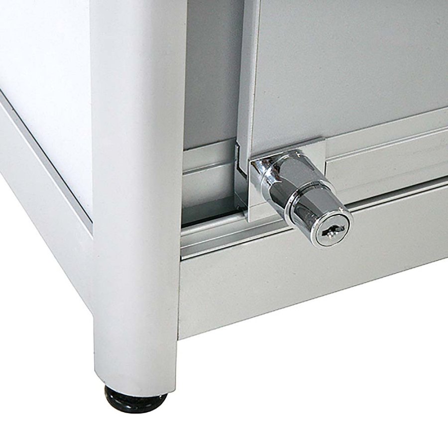 Vitrinsk&aring;p - Showcase Tower Duo glasmonter med undersk&aring;p, LED-ljus och l&aring;s - silver