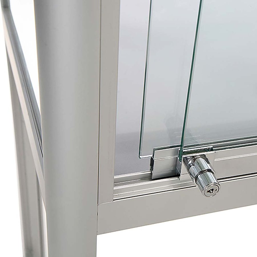 Showcase Desk Duo, alu/silver, glasmonter med LED-ljus och l&aring;s