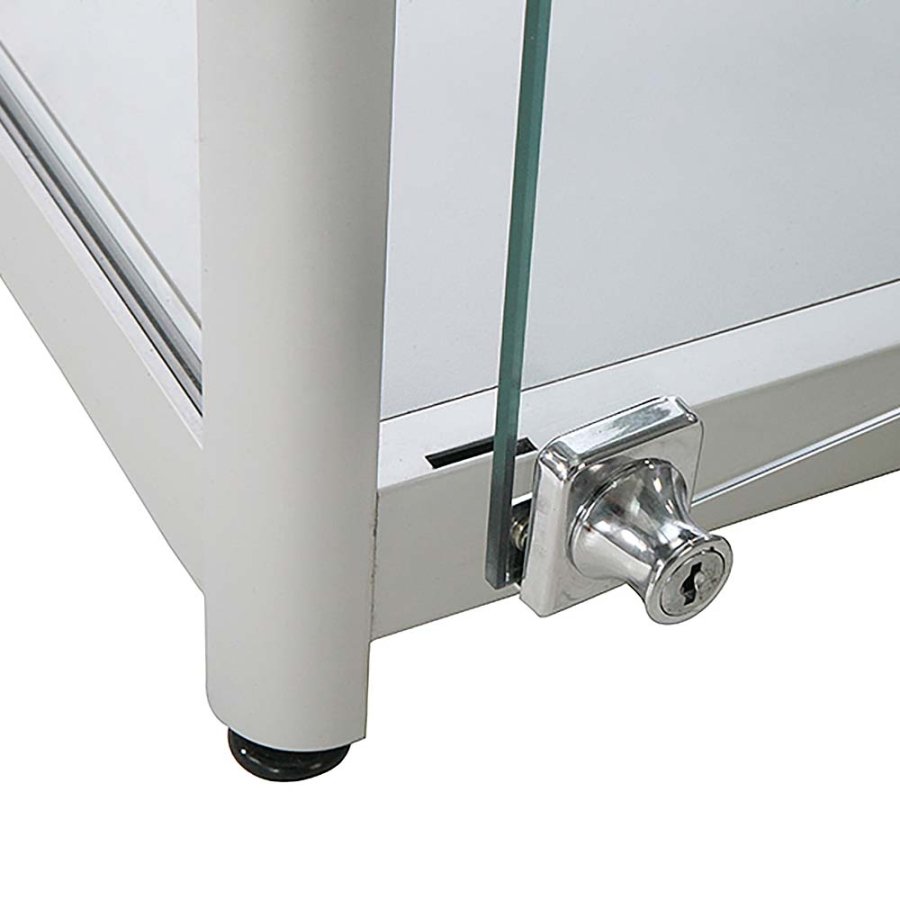 Vitrine vitrinsk&aring;p - Showcase Counter Solo glasmonter med LED-ljus och l&aring;s - silver