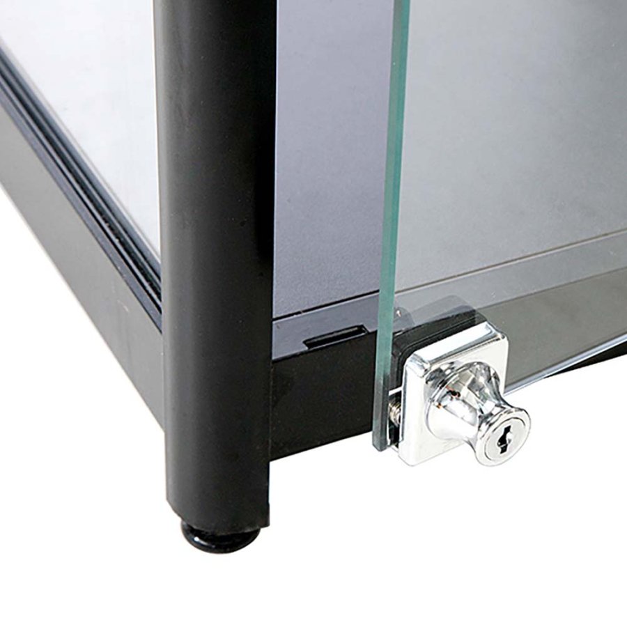 Vitrine vitrinsk&aring;p - Showcase Counter Solo glasmonter med LED-ljus och l&aring;s - svart