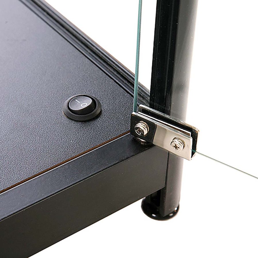 Vitrine vitrinsk&aring;p - Showcase Counter Solo glasmonter med LED-ljus och l&aring;s - svart