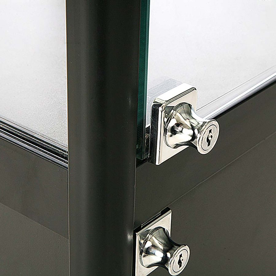 Vitrine vitrinsk&aring;p - Showcase Counter Solo glasmonter med undersk&aring;p, LED-ljus och l&aring;s - svart