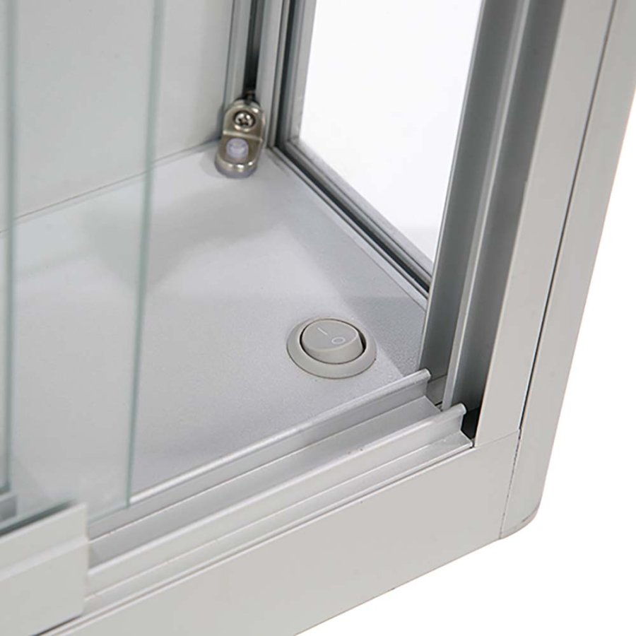 Vitrin vitrinsk&aring;p - Vitrinv&auml;gg Duo glasmonter med LED-ljus och l&aring;s - silver