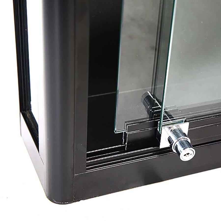 Vitrin vitrinsk&aring;p - Vitrinv&auml;gg Duo glasmonter med LED-ljus och l&aring;s - svart