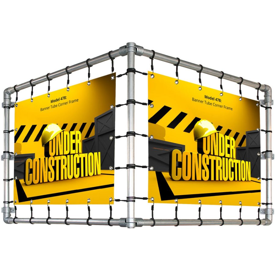 Bannerst&auml;ll, Utomhus, v&auml;ggmonterad, Banner Tube Corner Frame, Aluminiumr&ouml;r 0, 3 mm &Oslash; 48 mm, 100 x 50 cm